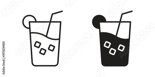 Lemonade icon vector flat linear pack on white background