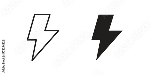 Lightning icon vector flat linear pack on white background