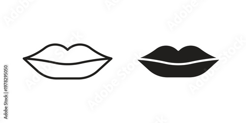 Lips icon vector flat linear pack on white background