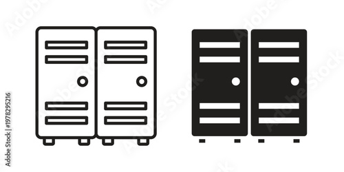 Locker icon vector flat linear pack on white background