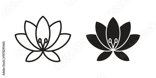 Lotus icon vector flat linear pack on white background