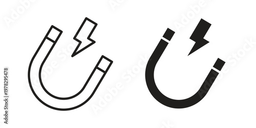 Magnet icon vector flat linear pack on white background