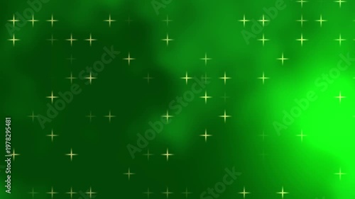 Dynamic Green Background with Sparkling Crosses Abstract Motion Graphic Video Loop.