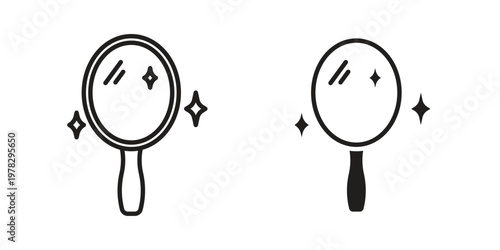 Makeup mirror icon vector flat linear pack on white background