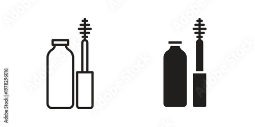 Mascara brush icon vector flat linear pack on white background