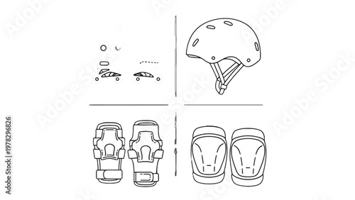 Safety Essentials for Thrills: A detailed illustration showcases all essential protective gear, guaranteeing a safe and exhilarating experience for enthusiasts.