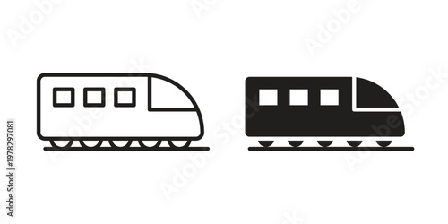 Monorail icon vector flat linear pack on white background