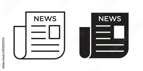 News icon vector flat linear pack on white background