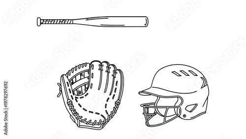 Essential Baseball Gear: A graphic showcases the fundamental tools of baseball, inviting enthusiasts to celebrate the spirit of the game.