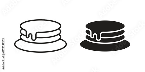 pancakes icon vector flat linear pack on white background