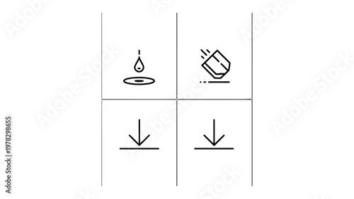 Iconic Symbolism: Minimalist line art icons convey the essence of purity, transformation, and descent, inviting contemplation of the fundamental forces.