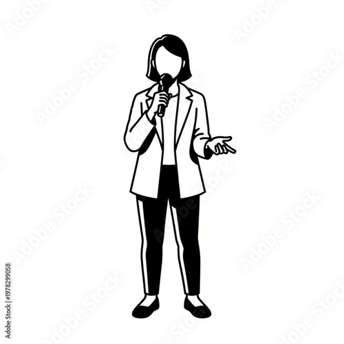 Woman Delivering a Speech with Microphone in Hand.