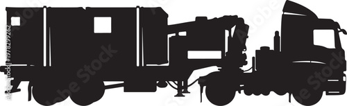 Truck, semi-truck, tractor-trailer, vehicle silhouette, black truck icon, transportation