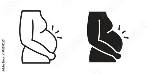 Pregnancy icon vector flat linear pack on white background