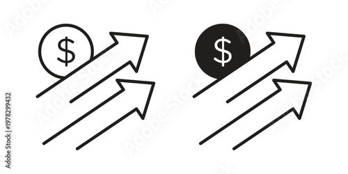 Profit growth icon vector flat linear pack on white background