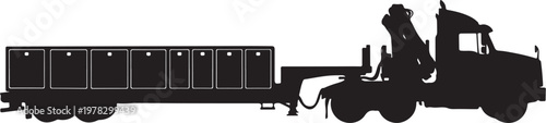 Truck, trailer, silhouette, industrial vehicle, transportation, cargo