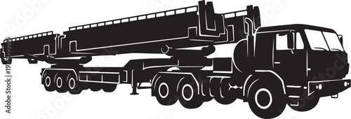 Truck, crane truck, heavy duty truck, industrial vehicle, black silhouette