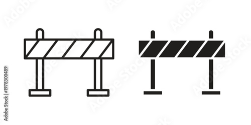 Roadblock icon vector flat linear pack on white background