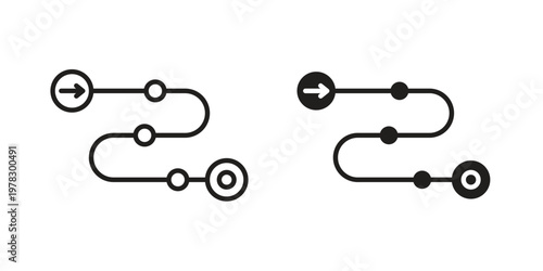 Roadmap icon vector flat linear pack on white background