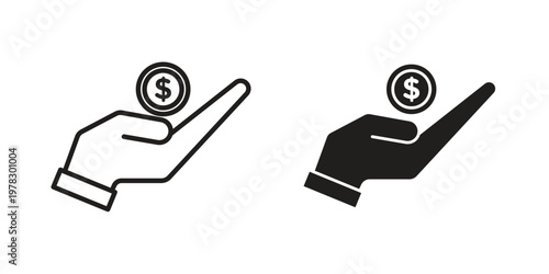 Saving icon vector flat linear pack on white background