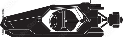 Futuristic robotic arm, mechanical limb, industrial design, vector illustration, black and white