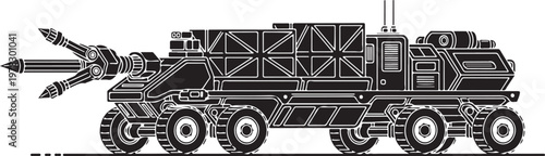 Military truck, missile launcher, armored vehicle, combat transport