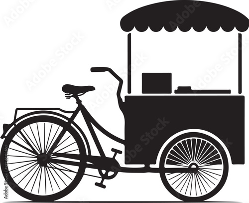 Food cart, bicycle cart, vendor bike, food truck icon