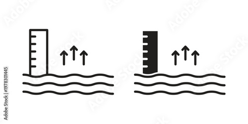 Принти на полотні sea level icon vector flat linear pack on white background