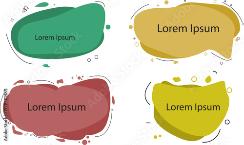 Set of four abstract fluid shapes with text placeholders for design