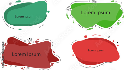 Set of four abstract fluid shapes with text placeholders for design