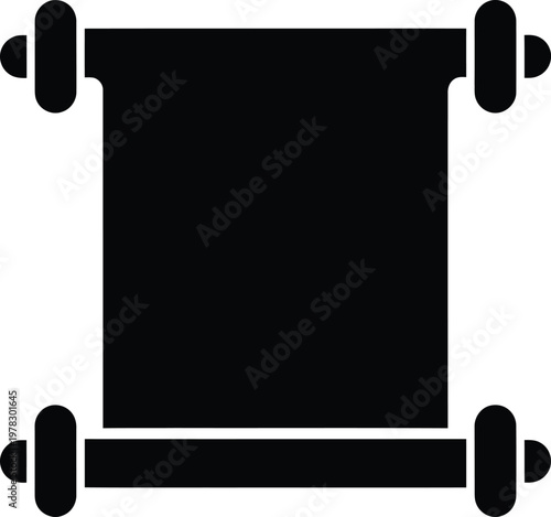 Silhouette ancient scroll document with holding bars vector illustration