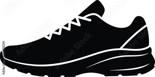 Silhouette modern running shoe sport footwear athletic sneaker vector illustration