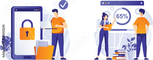 Man using a laptop while standing at a standing desk in an office