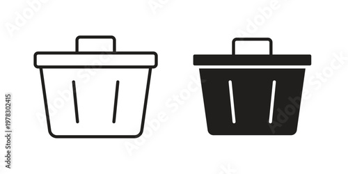 Shopping basket icon vector flat linear pack on white background