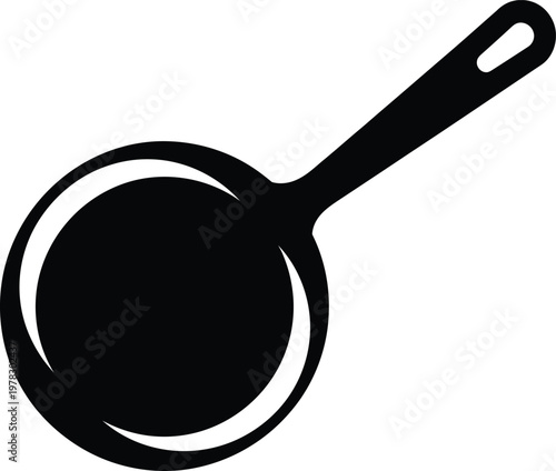 Silhouette of a single frying pan with handle for cooking vector illustration