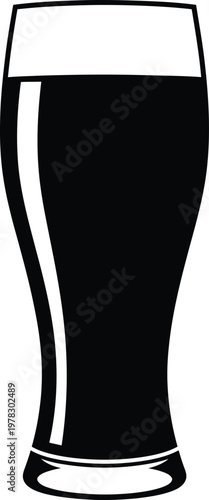 Silhouette of a tall glass of dark beer with foam vector illustration