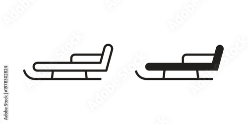 Sled icon vector flat linear pack on white background