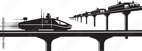 High-speed train, monorail, futuristic transportation, rail travel