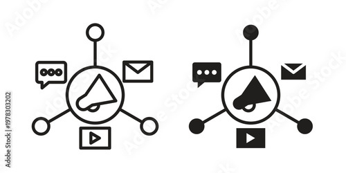 Social campaign icon vector flat linear pack on white background