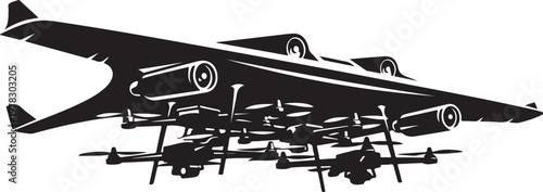 Drone, black drone, aircraft, unmanned aerial vehicle, vector icon