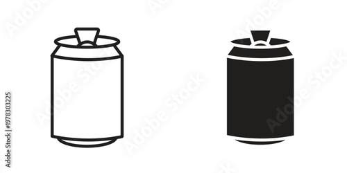 Soda can icon vector flat linear pack on white background