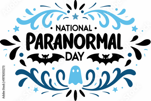 Spooky Ghost Illustration for National Paranormal Day, Supernatural Holiday Graphic