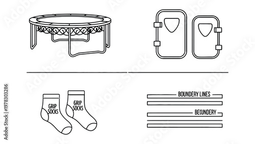 Trampoline Safety Essentials: An instructional diagram featuring a trampoline and essential safety equipment, promoting a secure and enjoyable jumping experience.