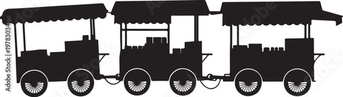 Black food cart, street food vendor, market trolley, food truck icon