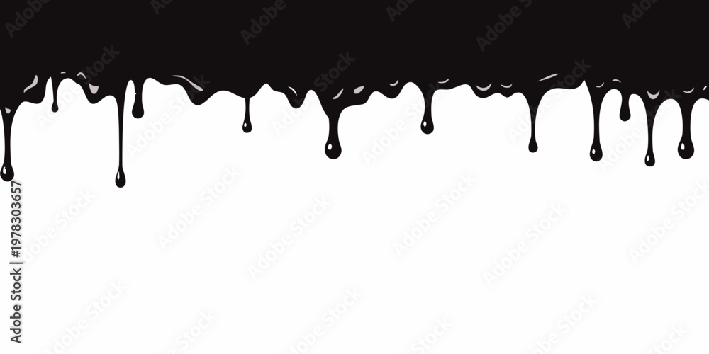 Fototapeta premium Abstract black liquid drips against a stark white background
