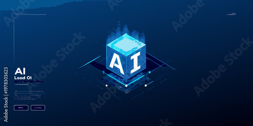 Abstract digital cube representing artificial intelligence and futuristic technology