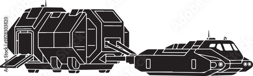 Futuristic spaceships, sci-fi vehicles, black and white illustration, spacecraft, futuristic transport