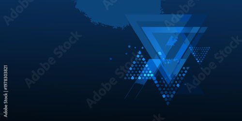 Abstract geometric background with overlapping triangles in shades of blue