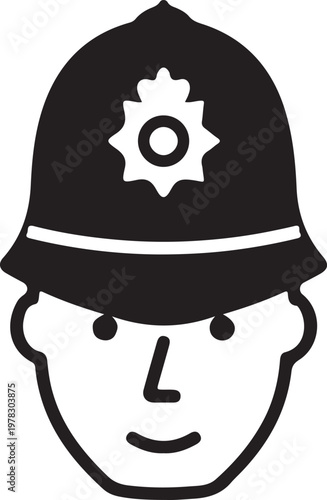 Icon of a british police officer wearing a traditional custodian helmet