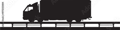 Truck silhouette, vehicle icon, transportation symbol, road transport